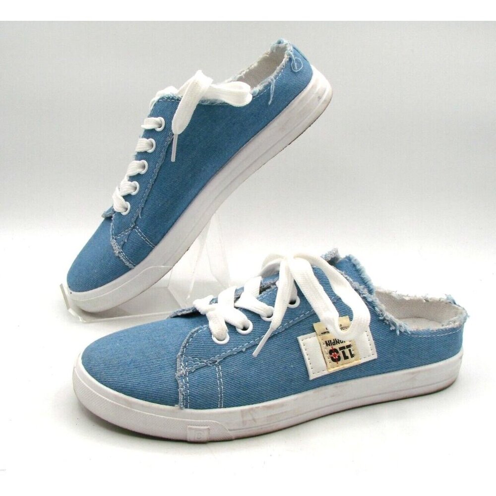 Womens Canvas Shoes Sneakers Mules Denim Distressed Slip On Size 39 Womens 8